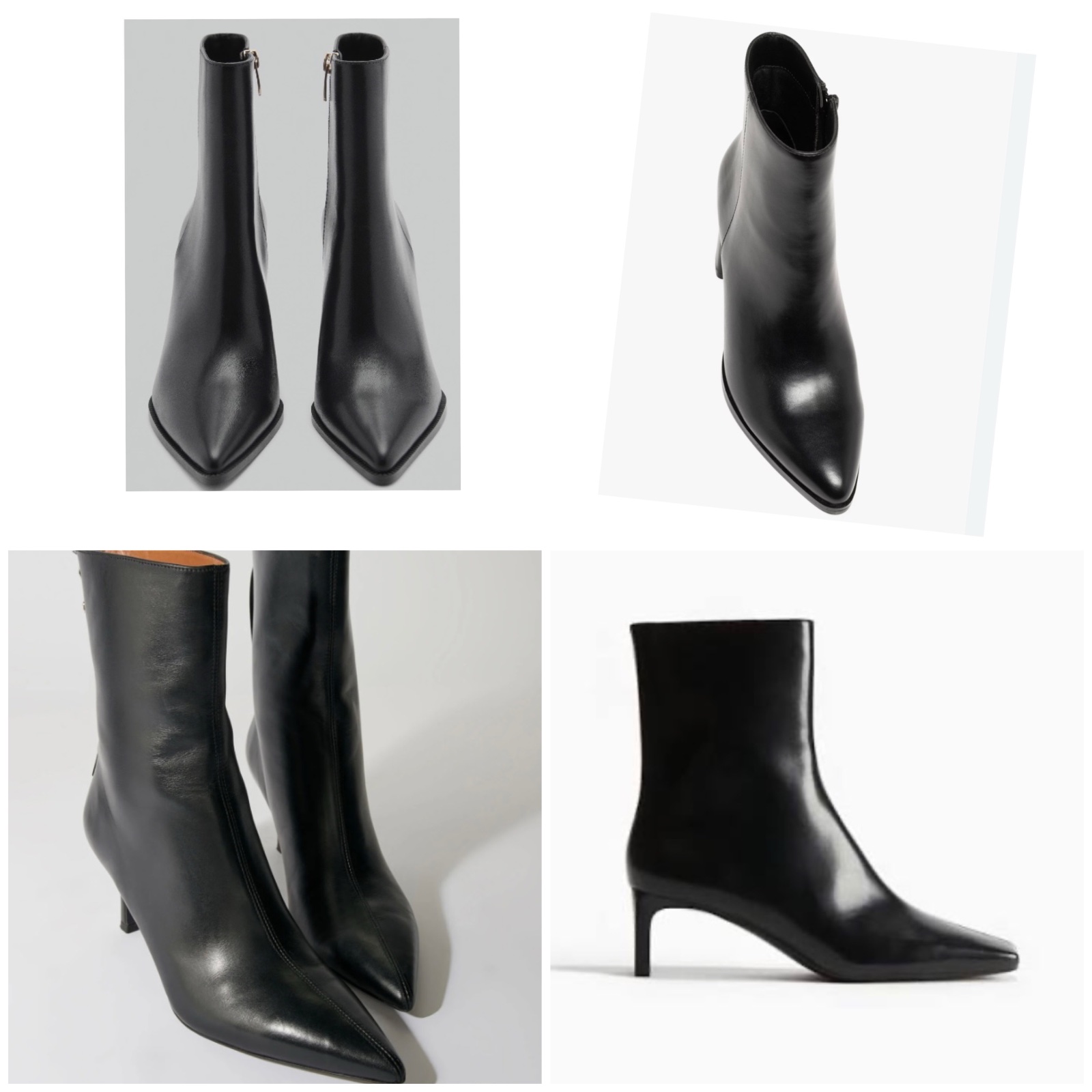 Bottine noir pointu vrai cuir
