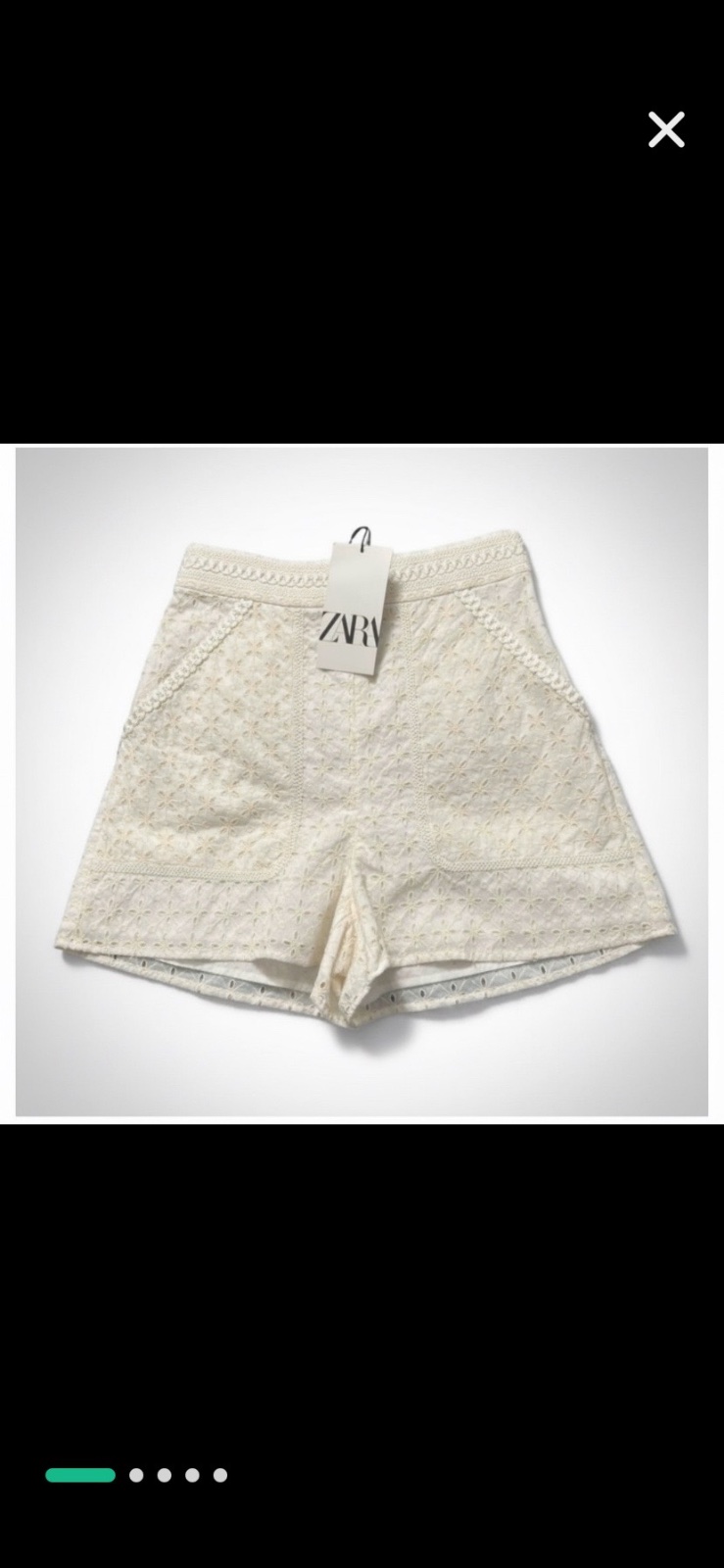 Short Zara blanc taille haute avec broderie Anglaise 