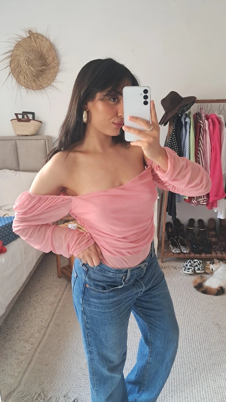 Lot : Body taille l / sac en rafia avec 5omsa en cuivre 