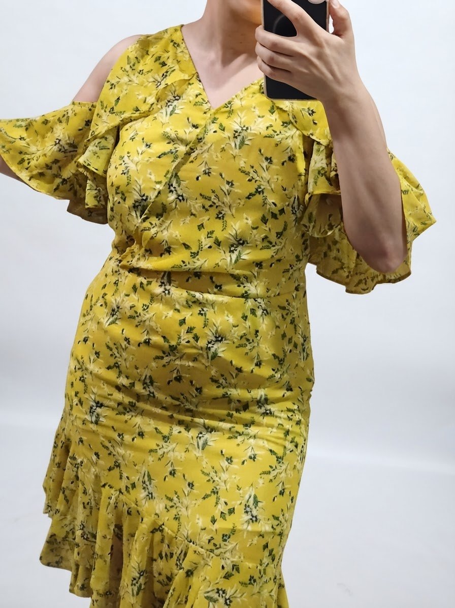 Robe 👗 Jaune floral 🌸 Maha Moden avec cadeau 🎁 