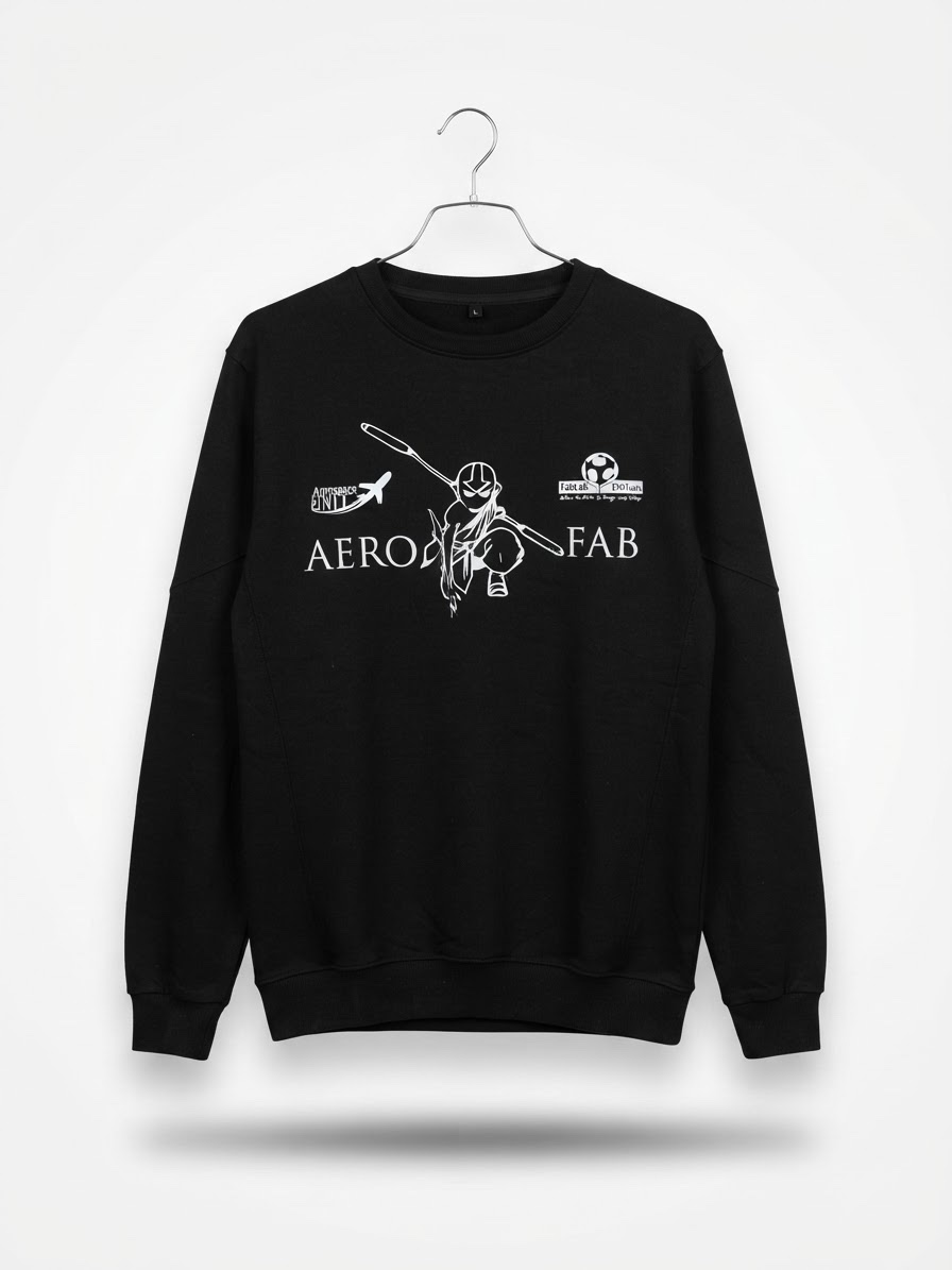 Sweat noir édition limitée « AERO FAB » ENIT Aerospace x FabLab, taille L
