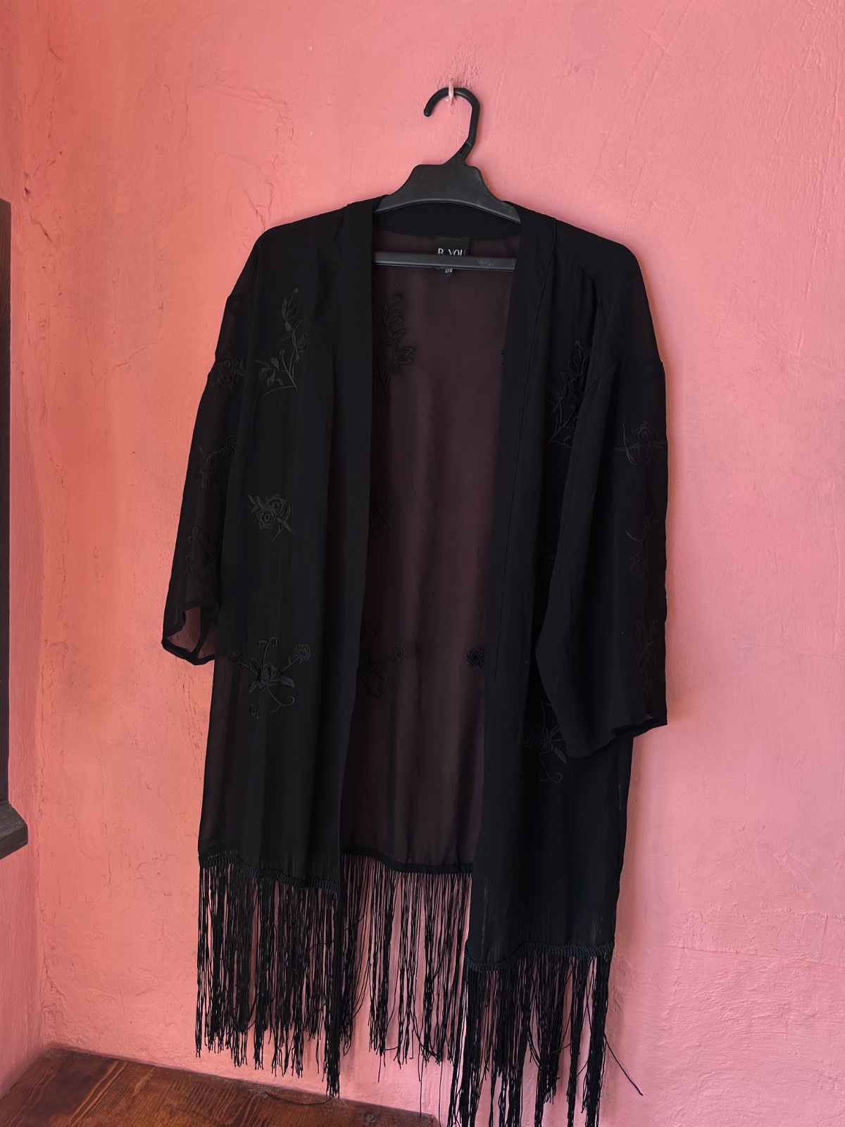 Kimono de plage, transparent avec des franges
