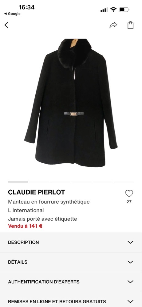 Manteau claudie pierlot 
