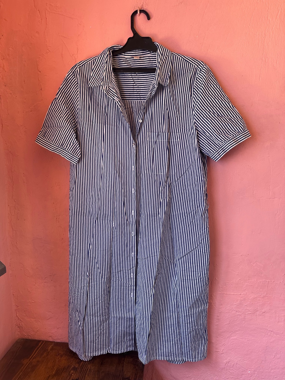 Chemise à rayures blanches et bleu 100 % coton