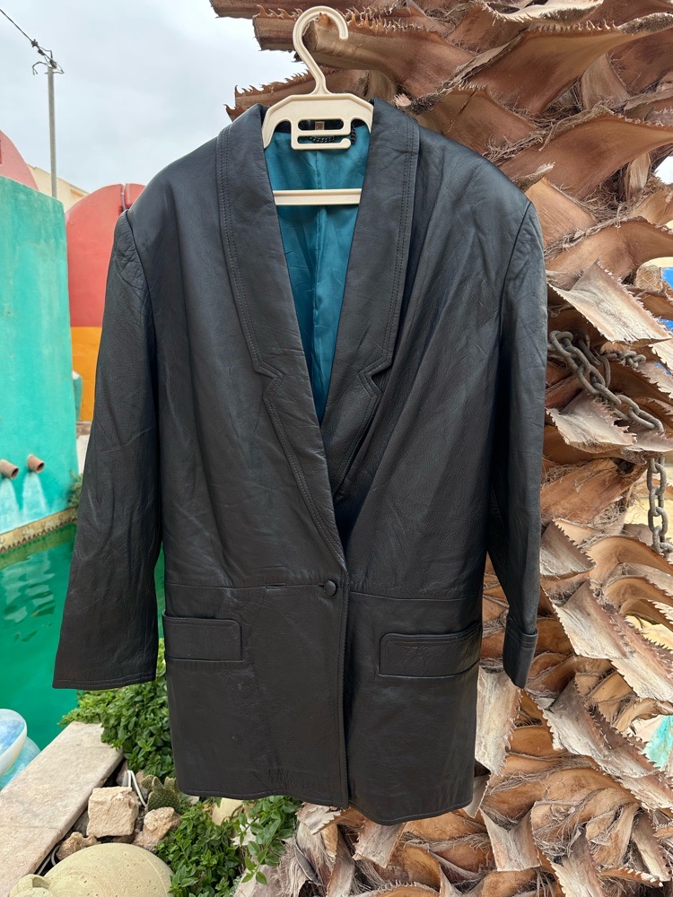 Blazer, croisé 100 % cuir, véritable
