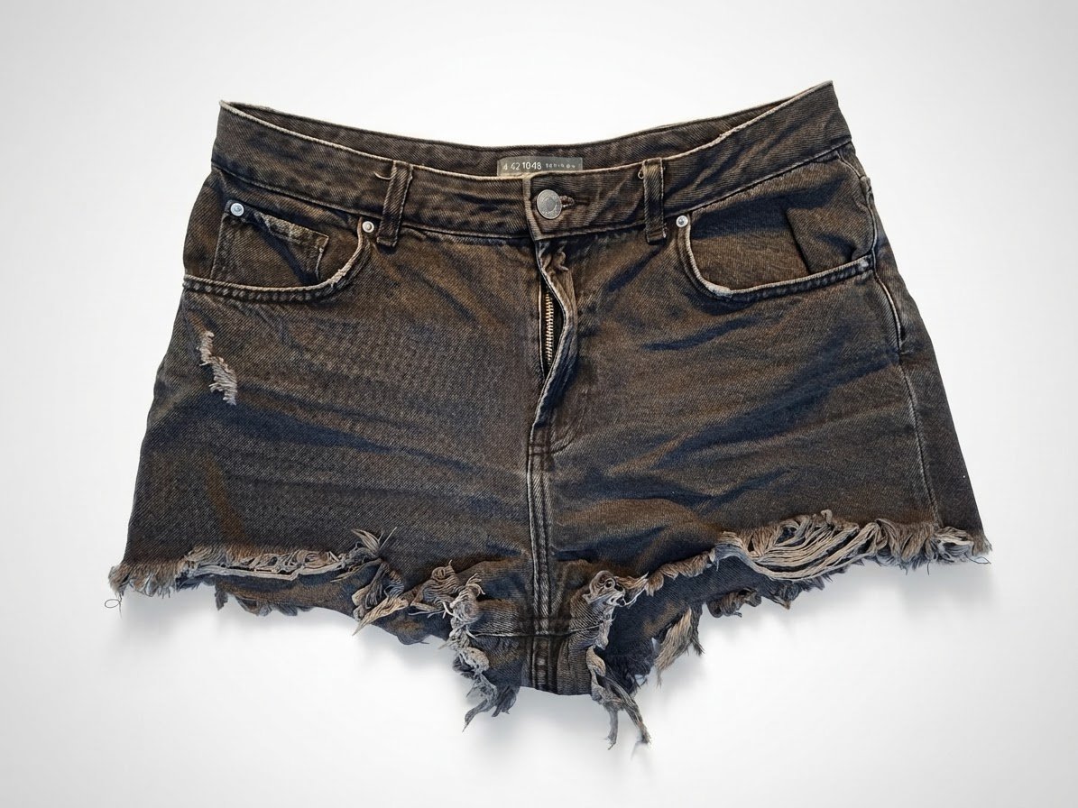 Short en jean noir délavé effiloché – Primark (Denim Co)