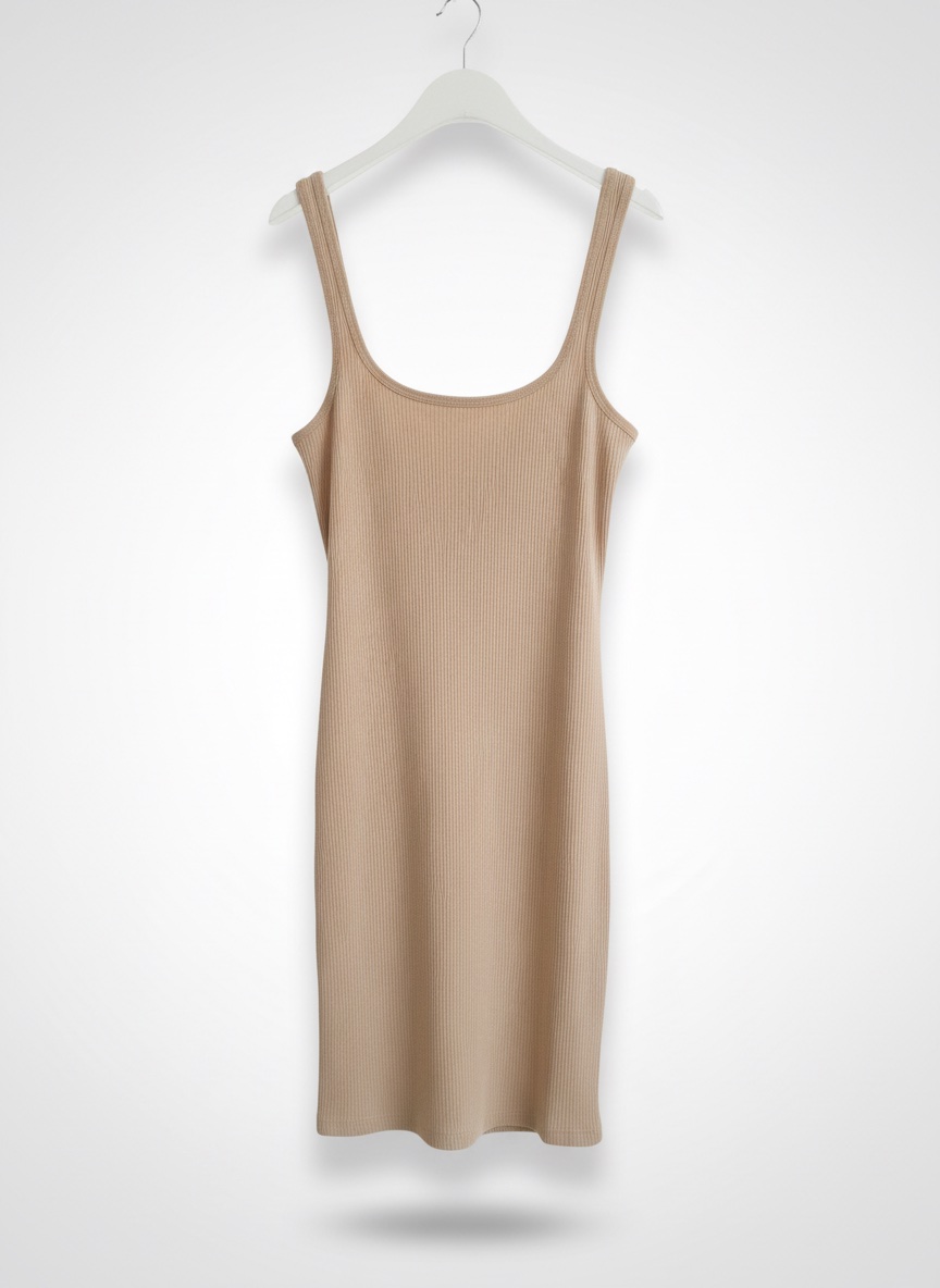 Elegant beige dress with a simple and classy style, perfect for summer. 🤍✨