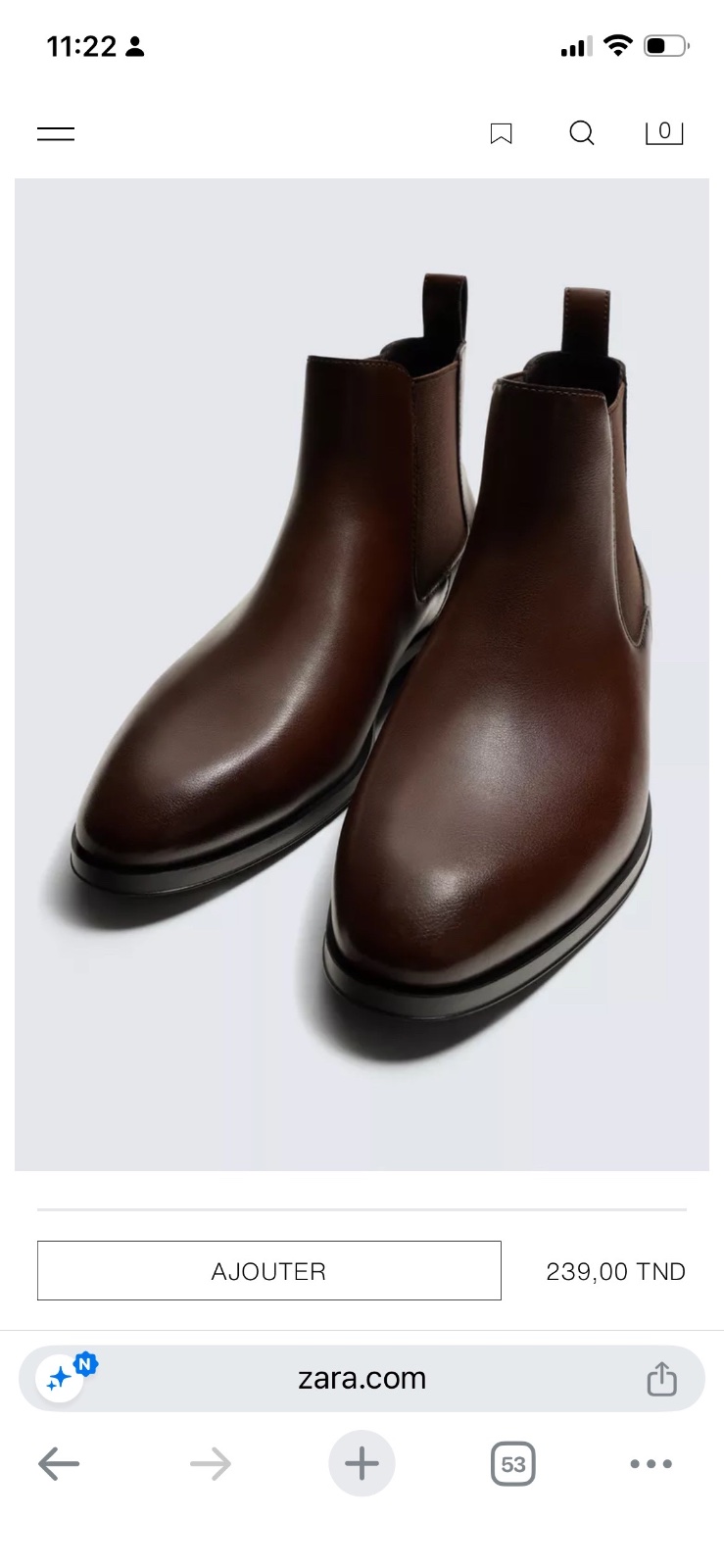 Bottes Zara marron cuir (état neuf)