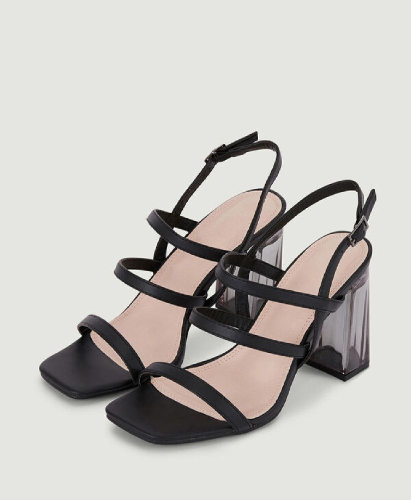 Sandales à brides et talon en plexi 
