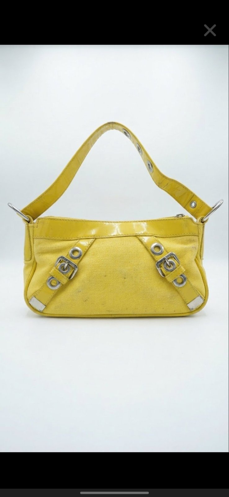 Sac jaune en toile et cuir vernis – Style Vintage / Années 2000