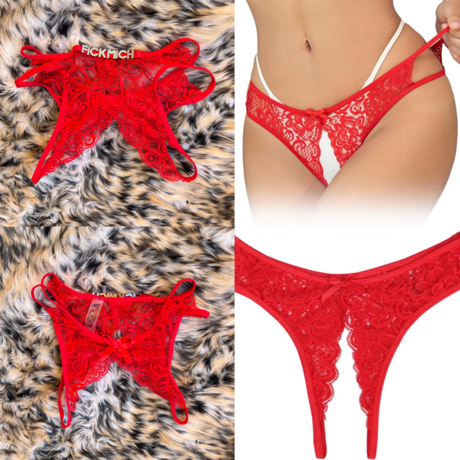 Tangaen dentelle pour femme – Modèle à entrejambe ouvert