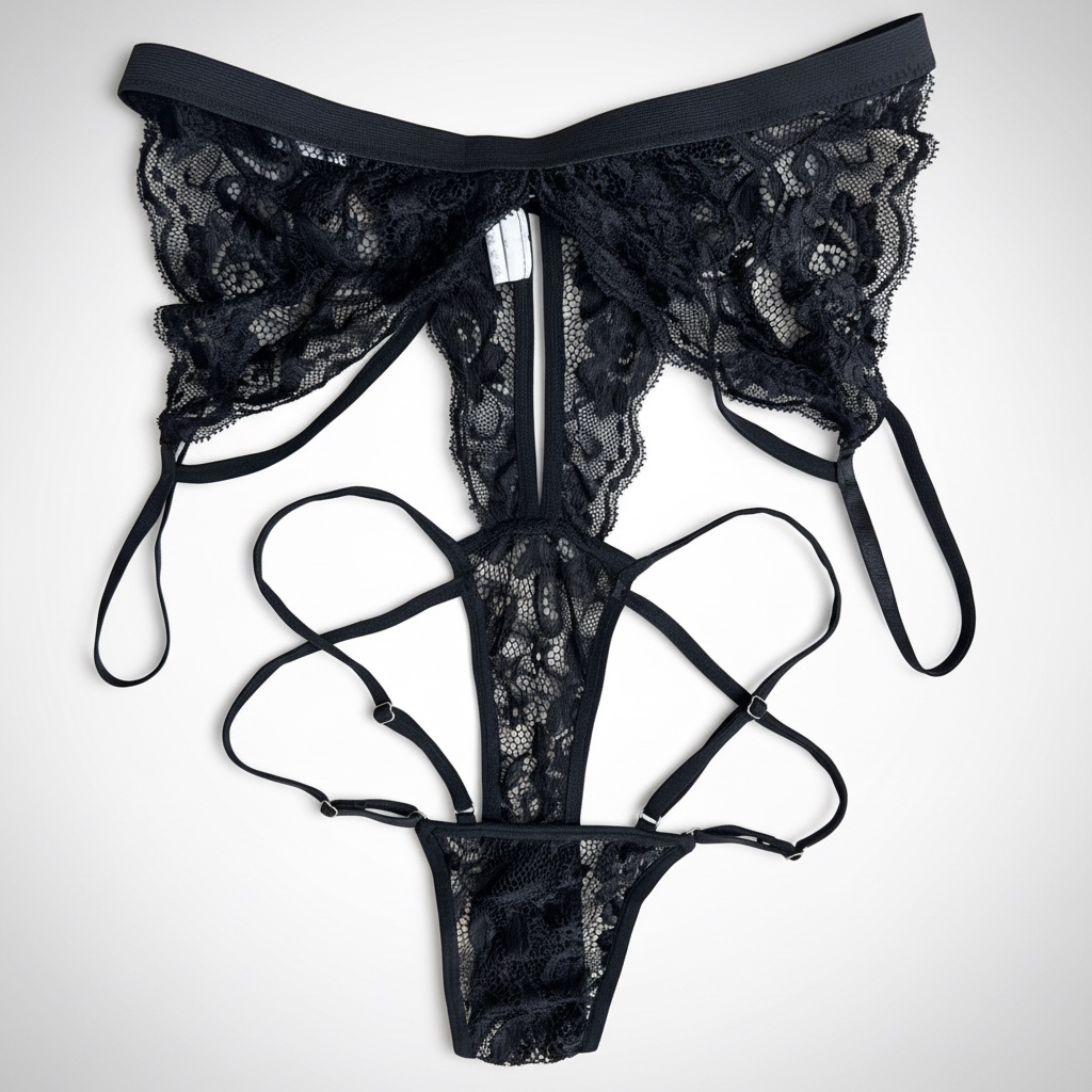 🔥🥵 ensemble de lingerie noire en dentelle avec porte-jarretelles 