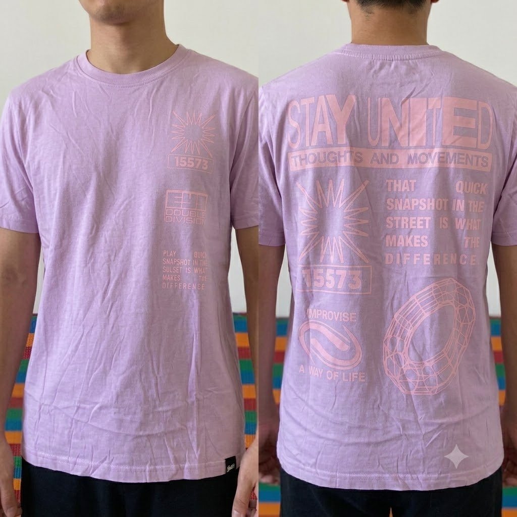 T-shirt graphique violet/lilas de la marque Pull&Bear, issu de leur collection urbaine STWD (Streetwear Division).