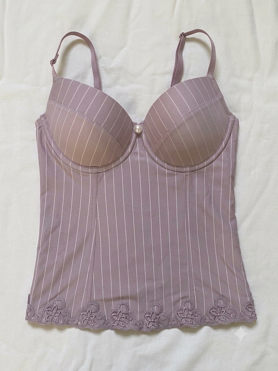 Top corset bustier vintage violet à rayures 