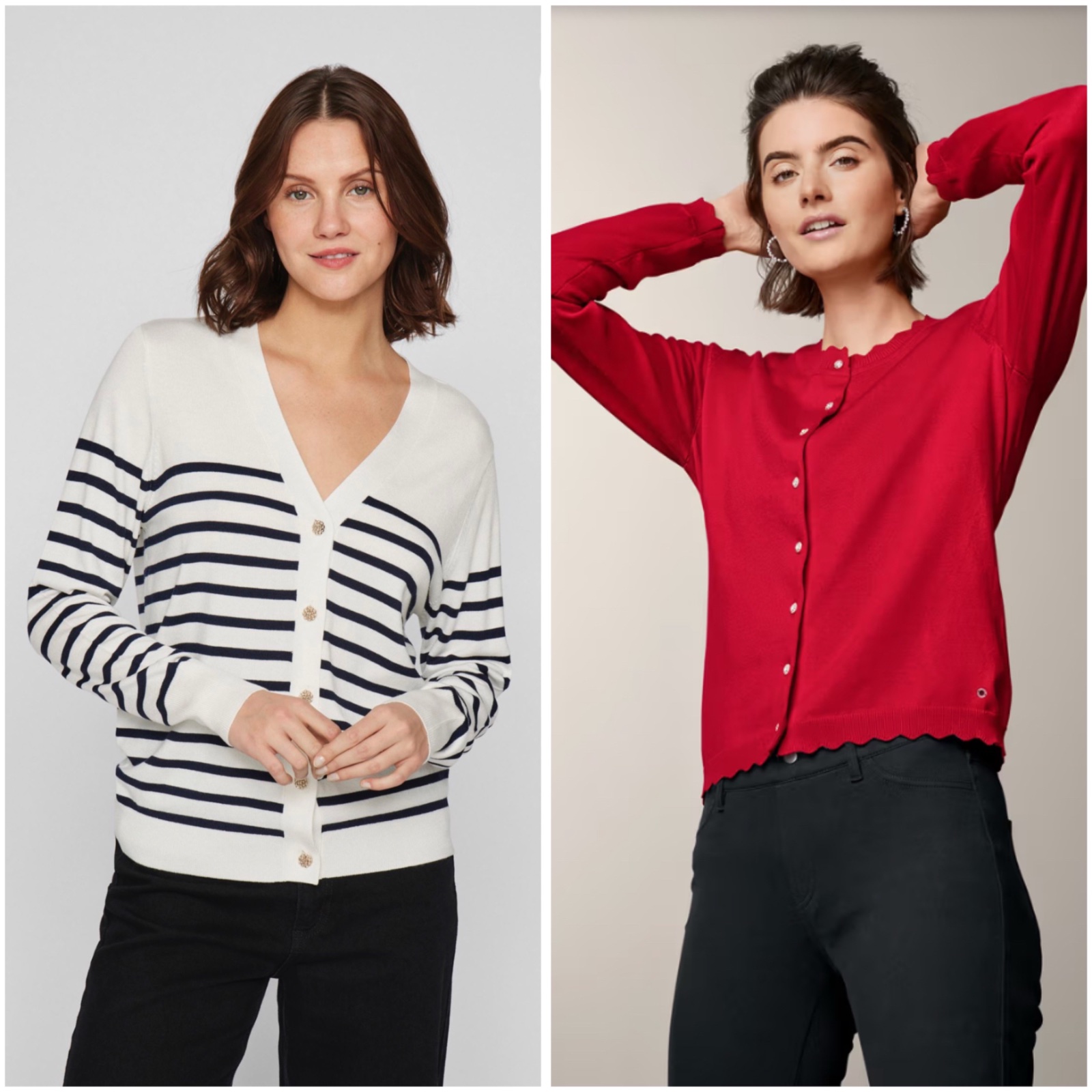 Lot de 2 gilets / cardigans chic - Style Old Money promo 24 h 