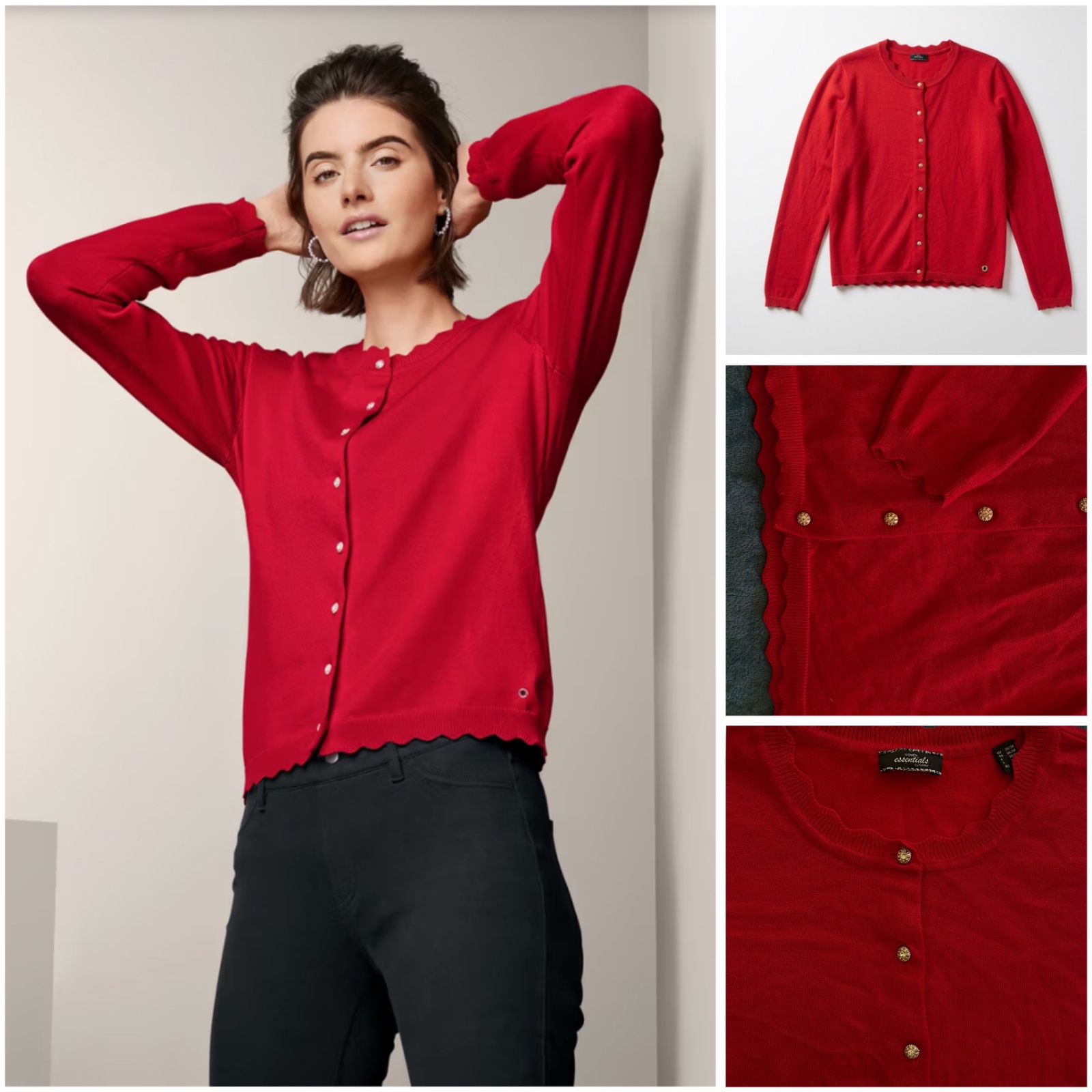 Gilet cardigan rouge élégant (Taille S/M)