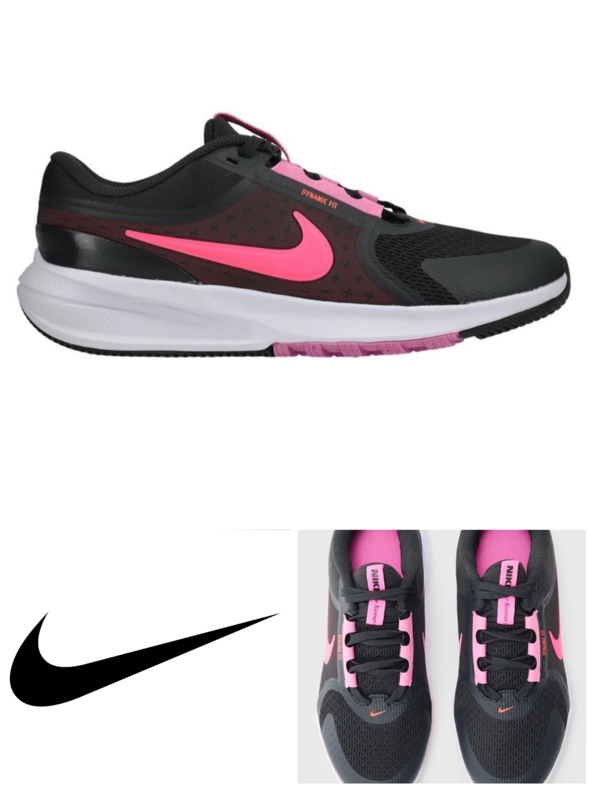 Baskets Nike Runner Noir et Rose - Jamais portées