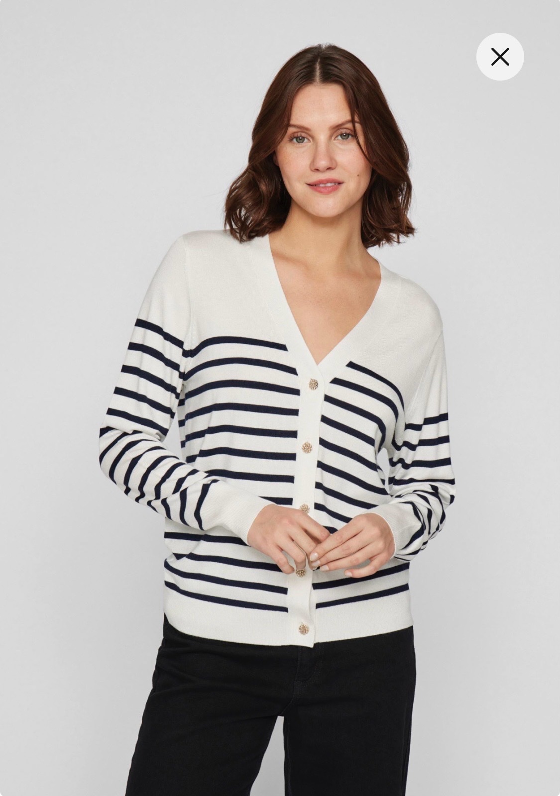 Gilet / Cardigan rayé marin à boutons dor