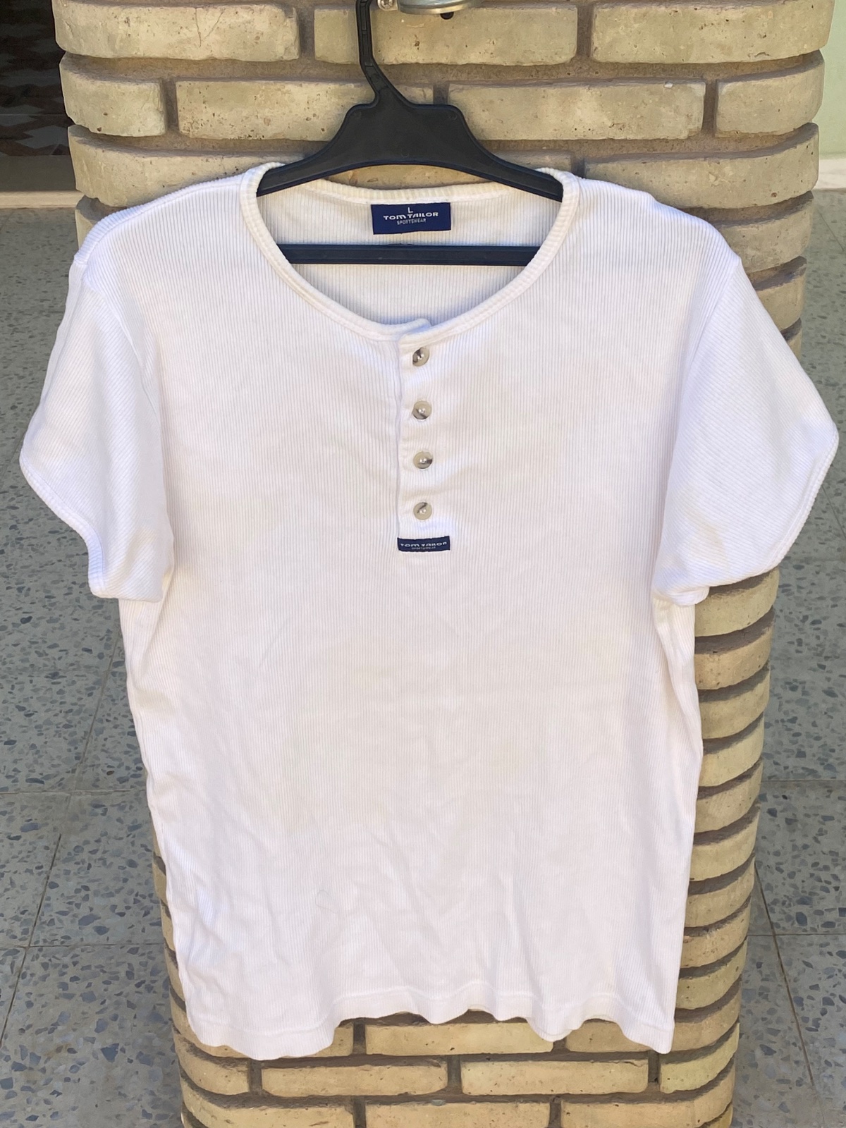 T-shirt tom tailor blanc à boutons - Taille L