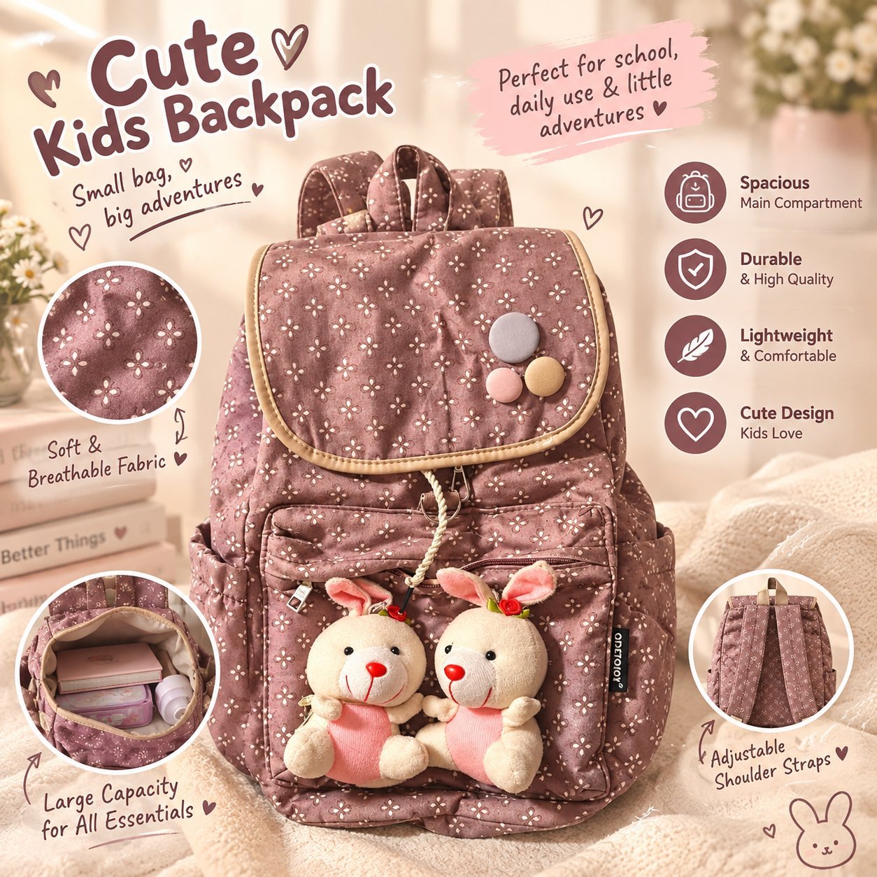 Cute Floral Kids Backpack