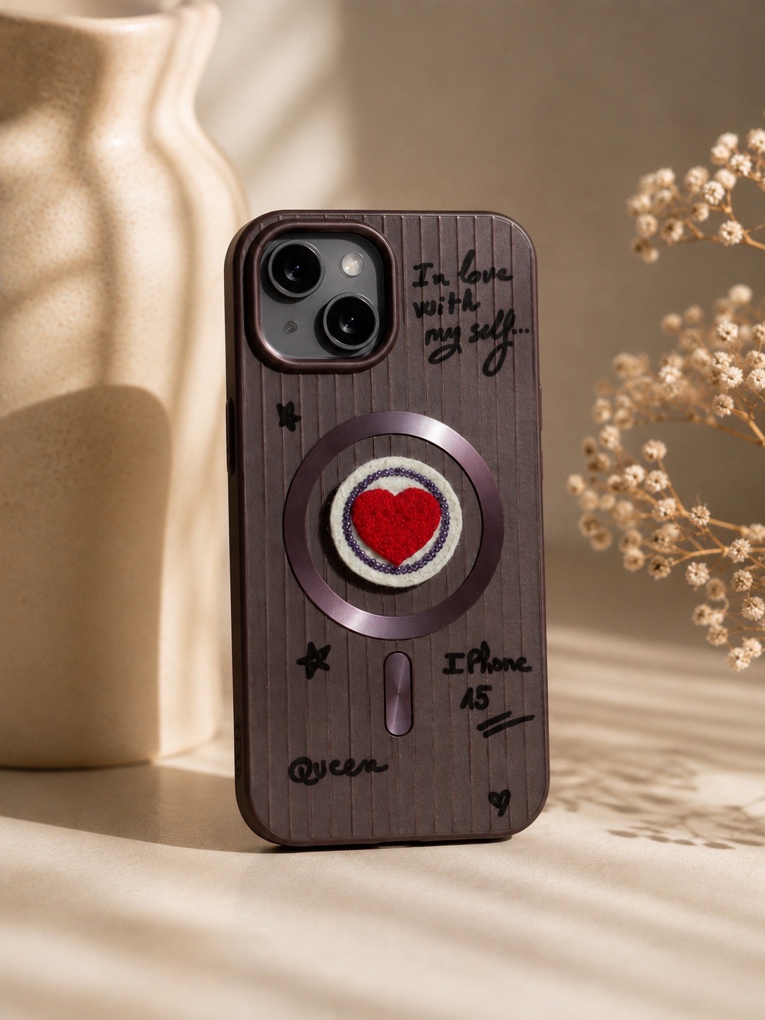 Costom heart magsafe iphone 15 case❤️✨