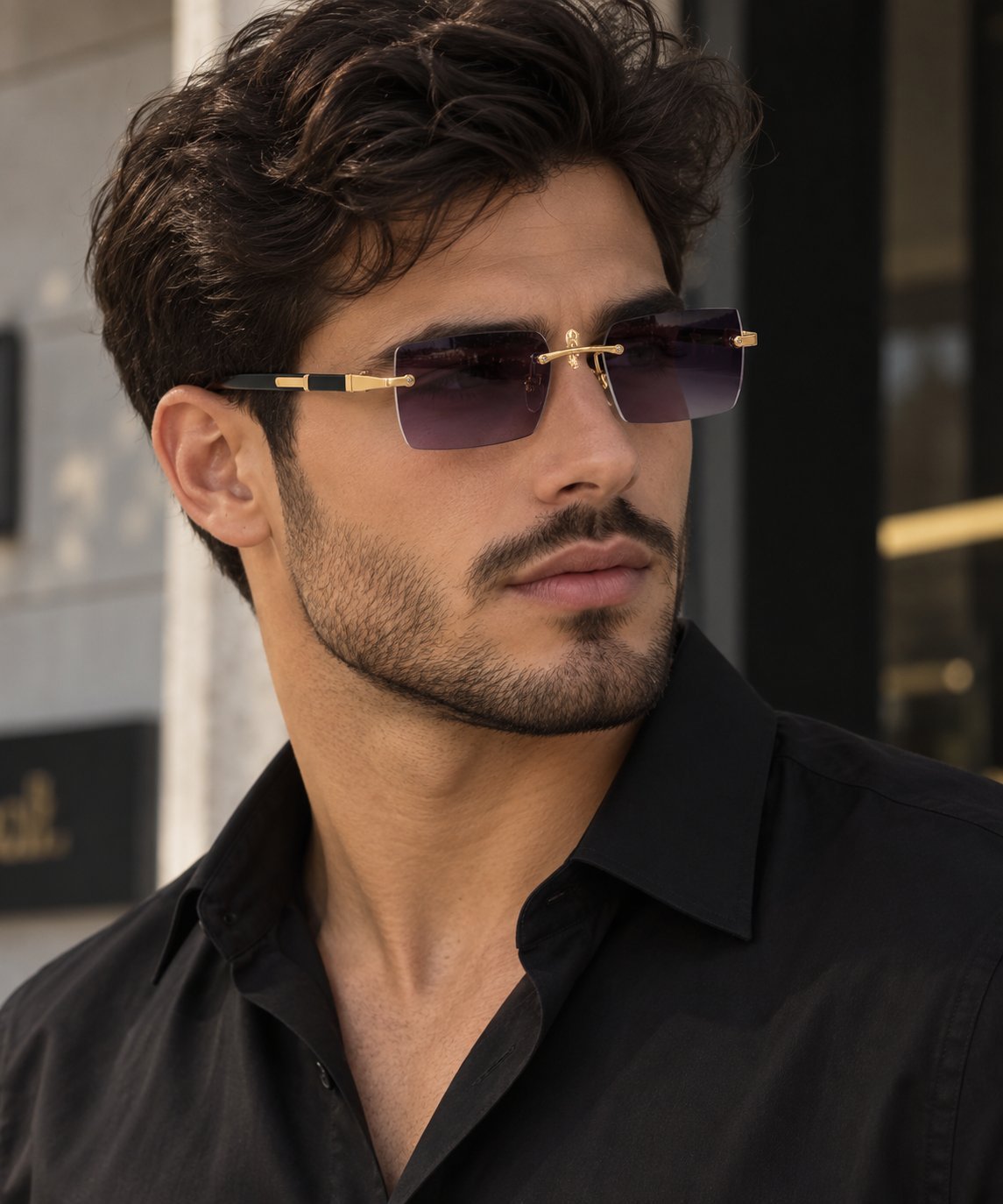 Men’s Rimless Gradient Sunglasses