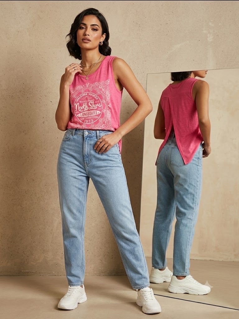 Pink Graphic Muscle Tank 