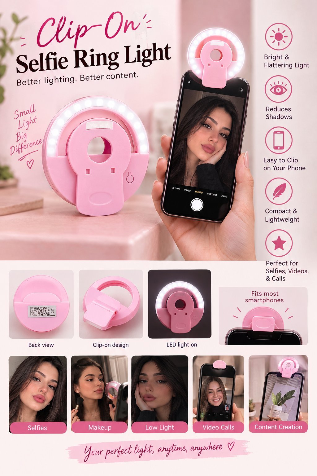 Clip_on selfie ring light 