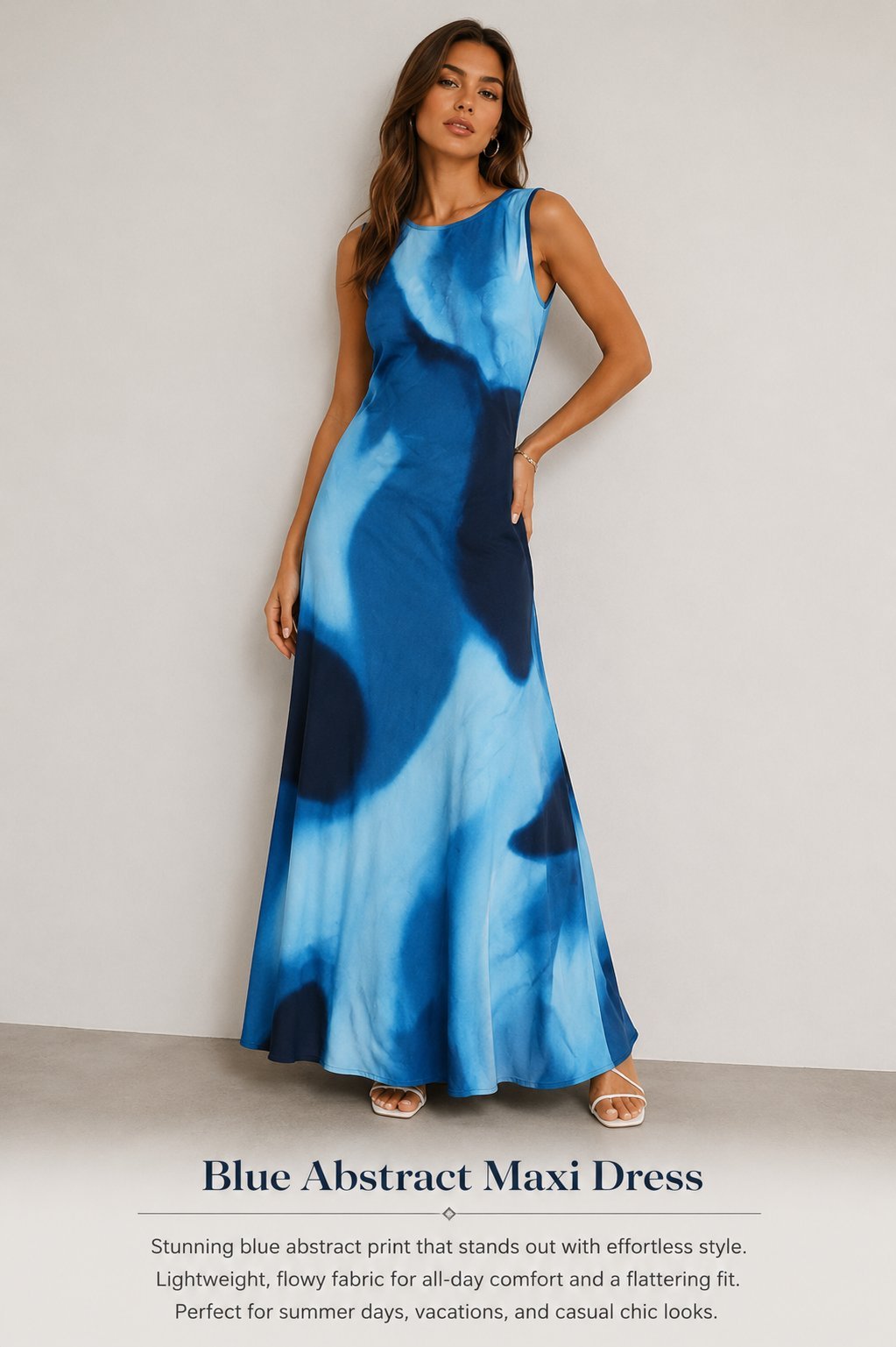 Blue abstract maxi dress