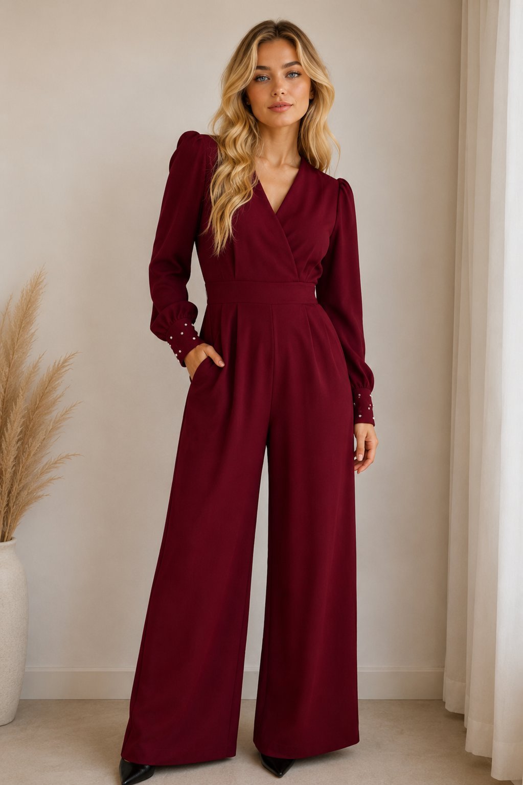Burgundy elegance jumpsuit