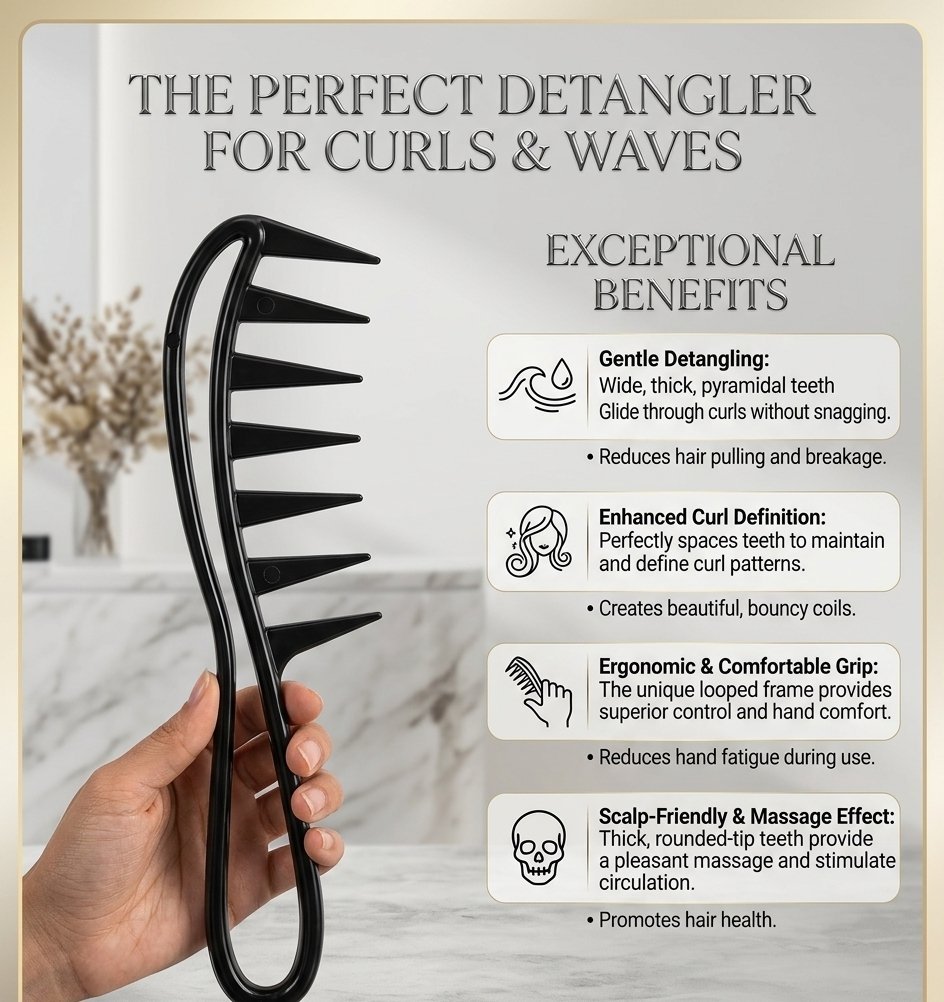Wide tooth professional detangling comb