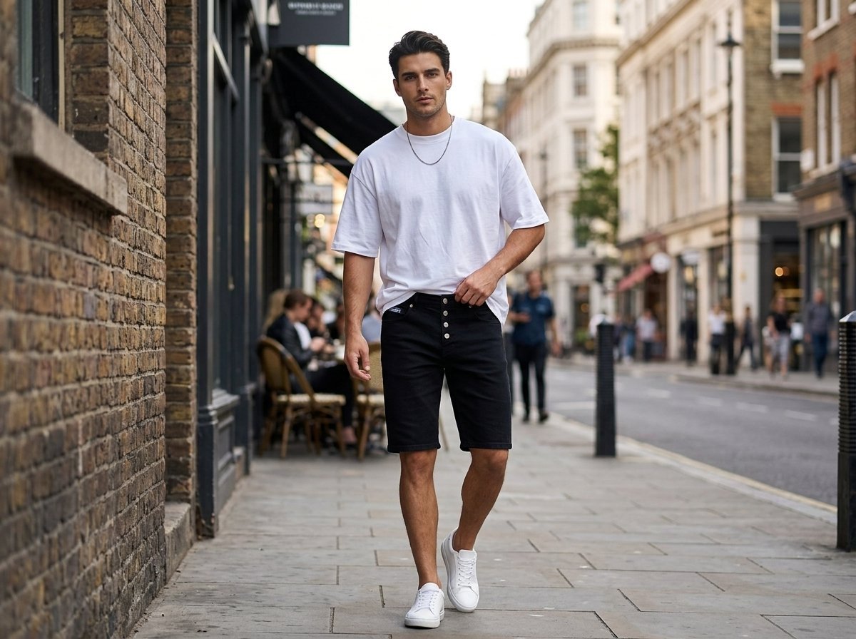 Men's black bermuda shorts