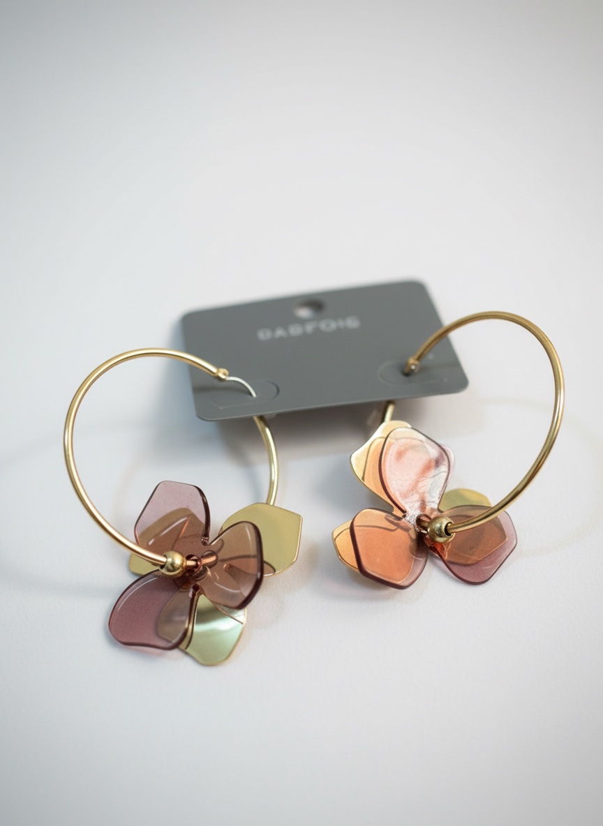 Boucles d'oreilles créoles fleur dorées