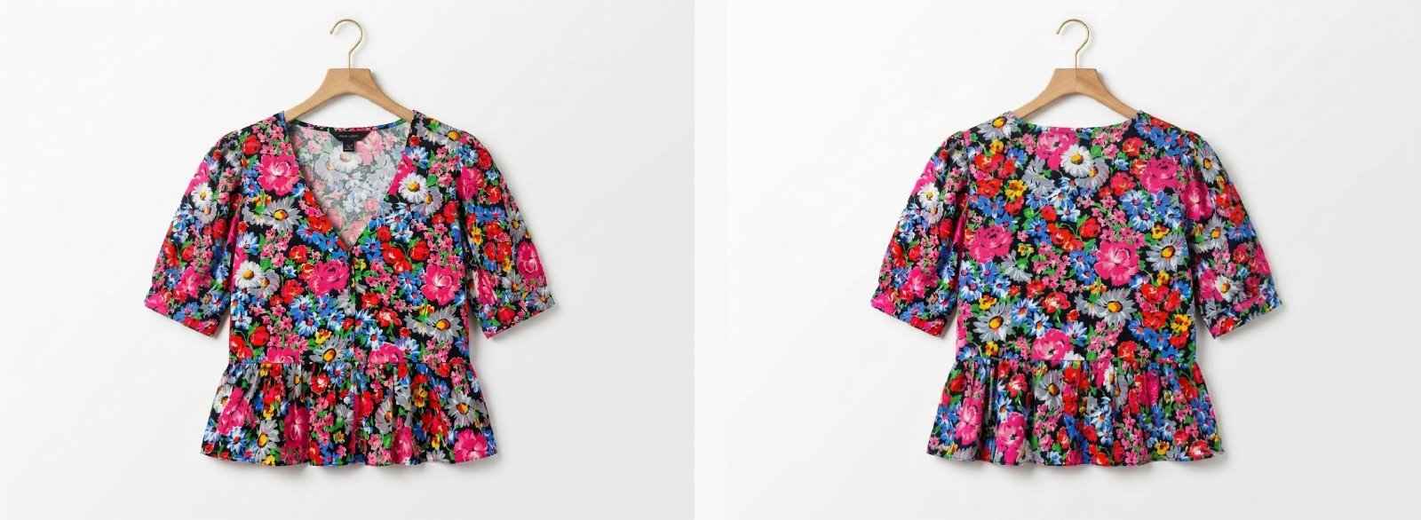 Blouse / Haut Basque à Imprimé Floral Coloré 