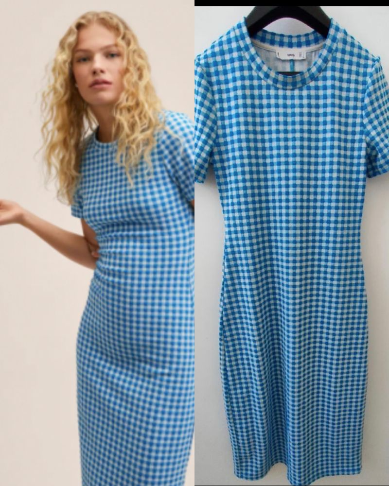 mango robe moulante vichy