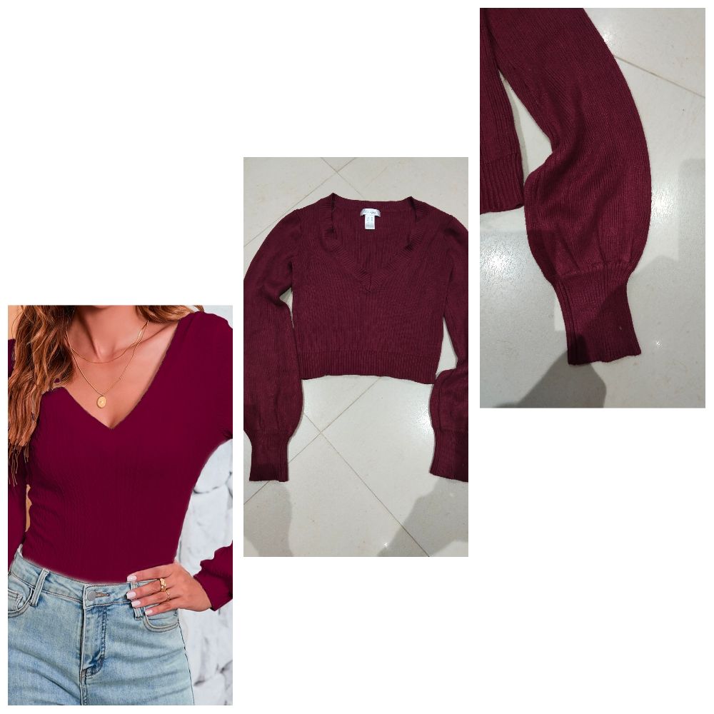 Crop maille col v