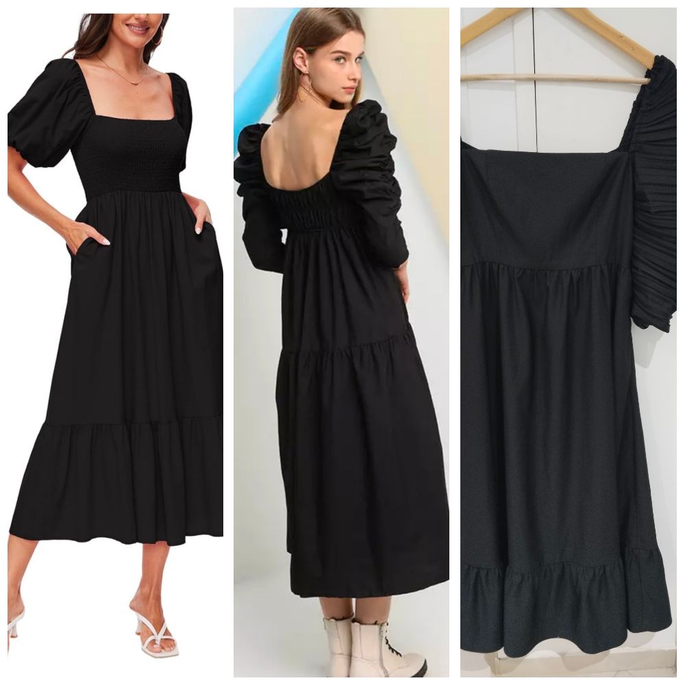 robe mi longue noire tres chic 