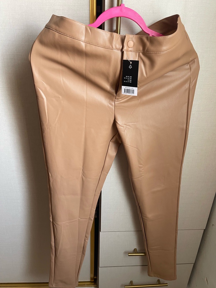 Pantalon, cuir, caramel