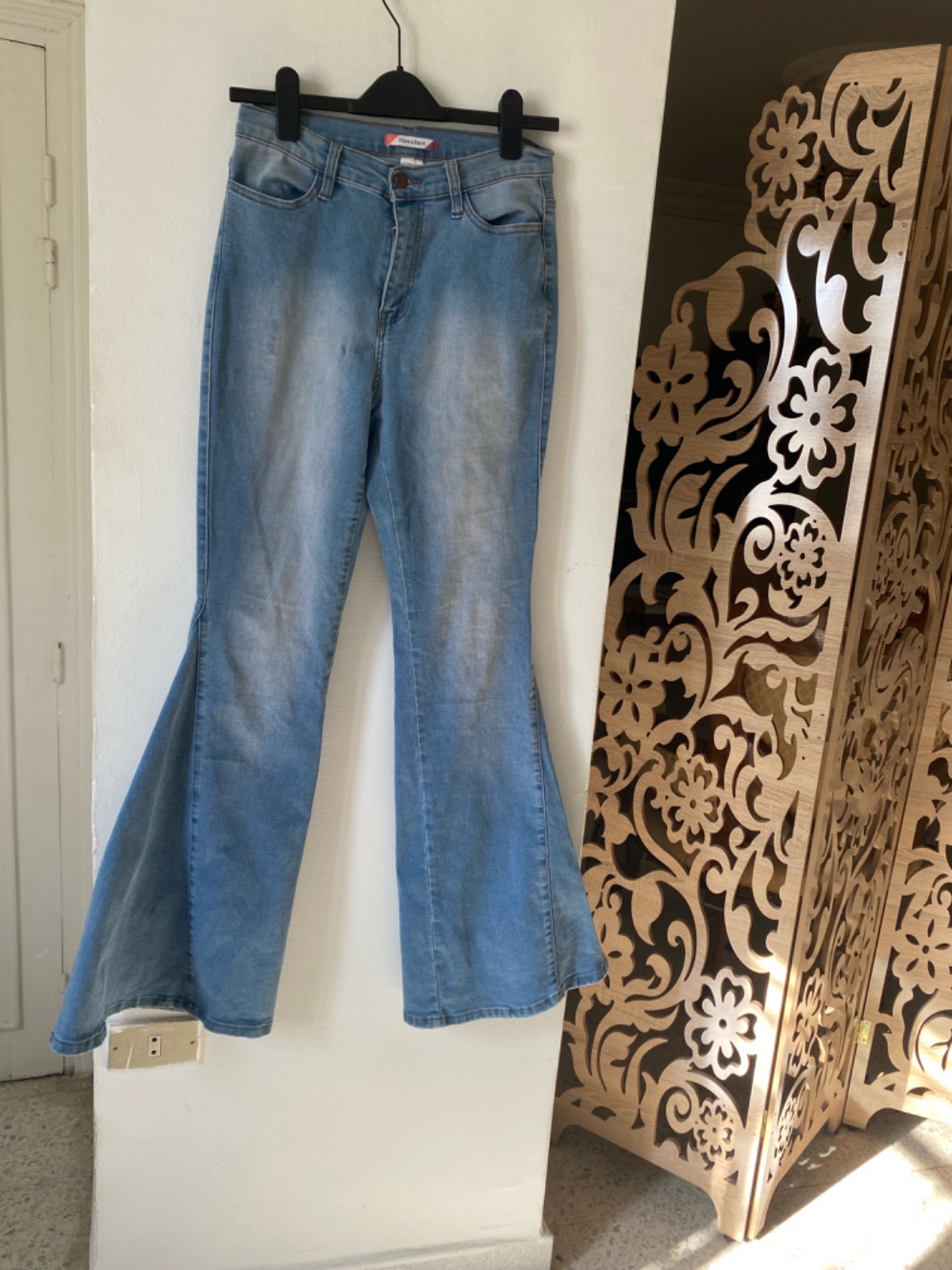 Jean taille haute super flare lycra