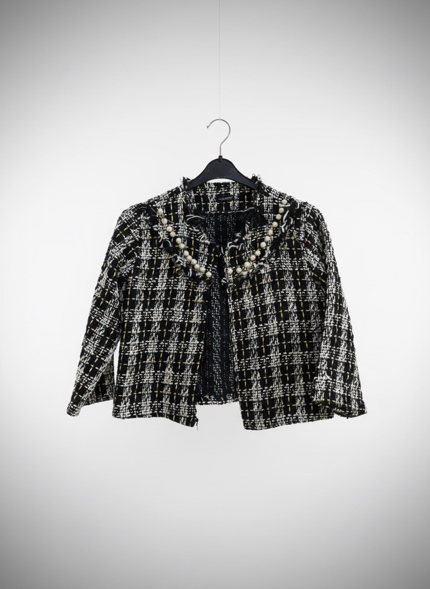 Blazer mini detail en perle chic