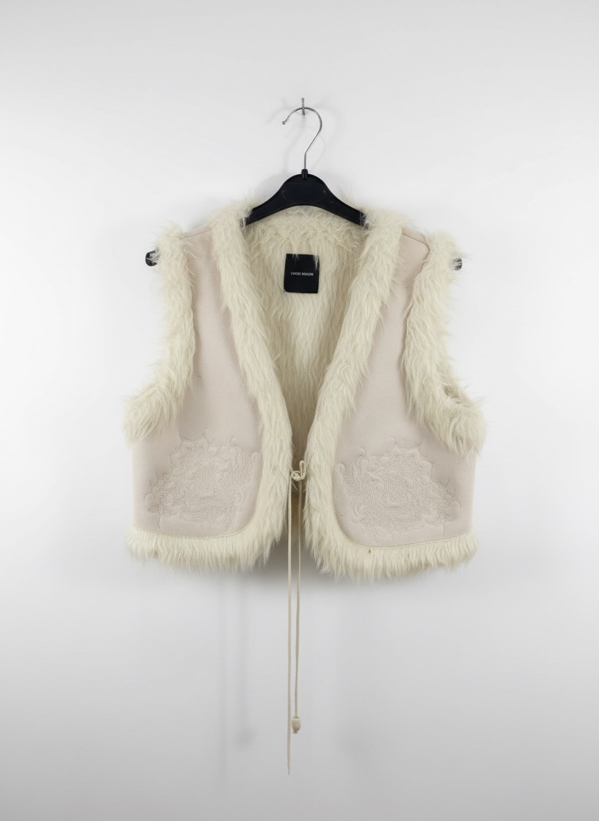 Gilet en blanc creme forrure M