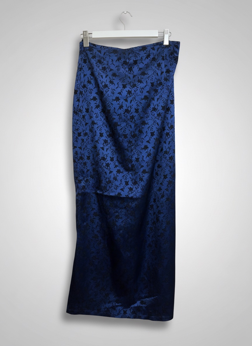 Dark blue printed maxi skirt