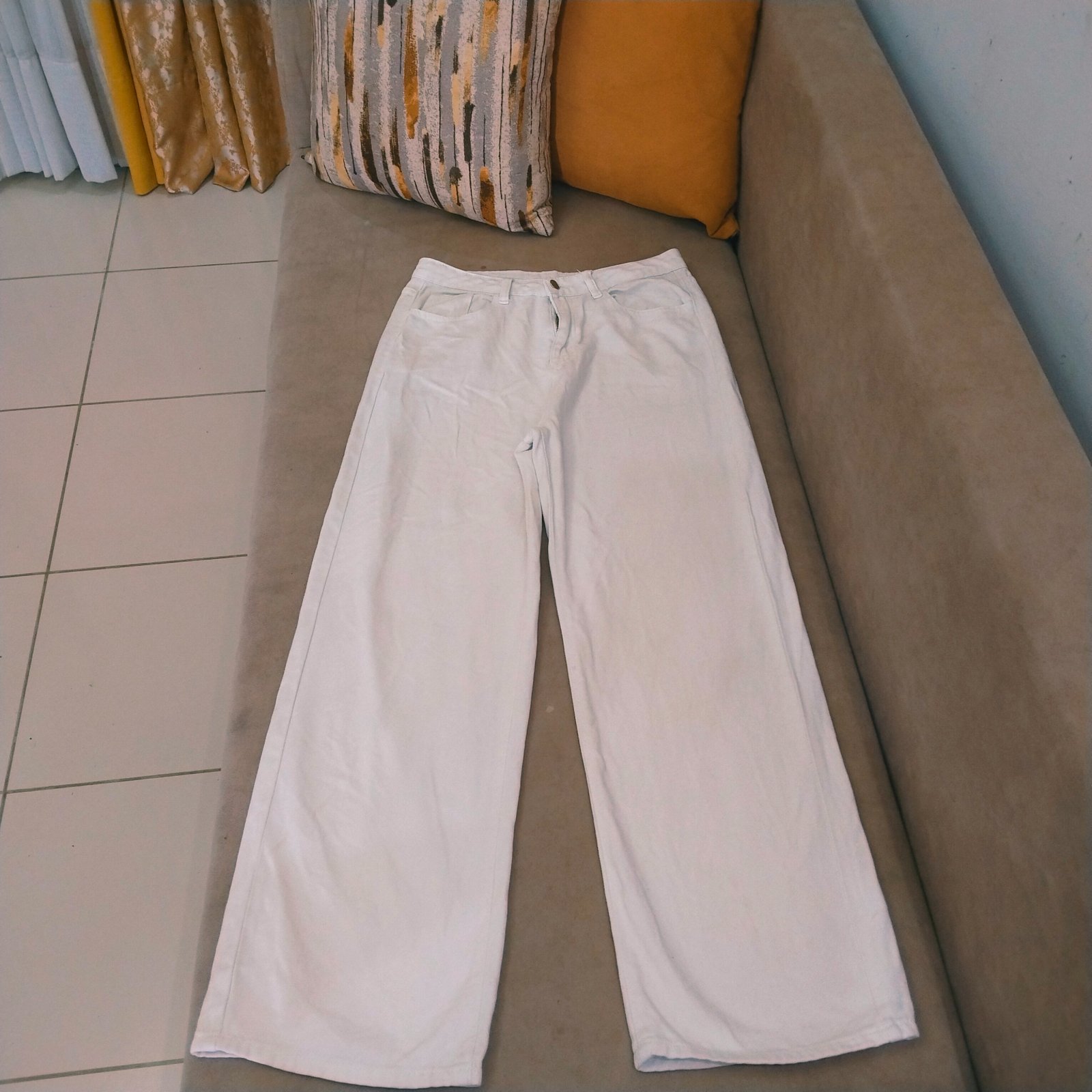 Pantalon djean taille haute large shein 