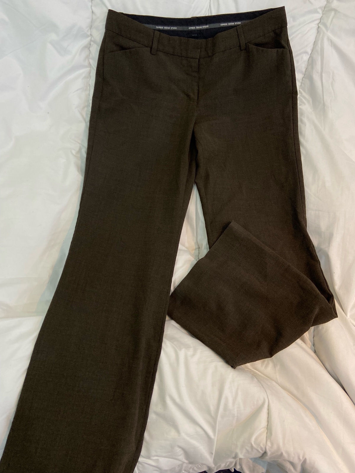 Pantalon taille haute patte d'elephant maron 