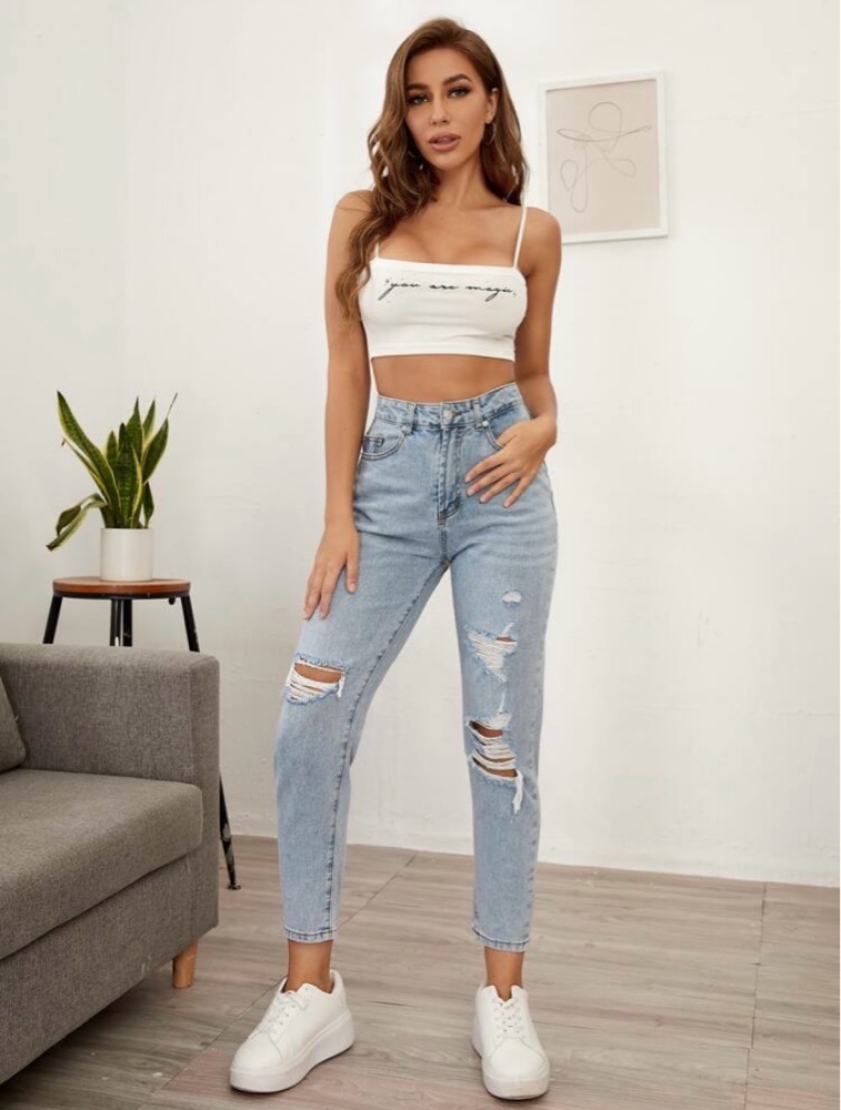 High waisted jenas shein