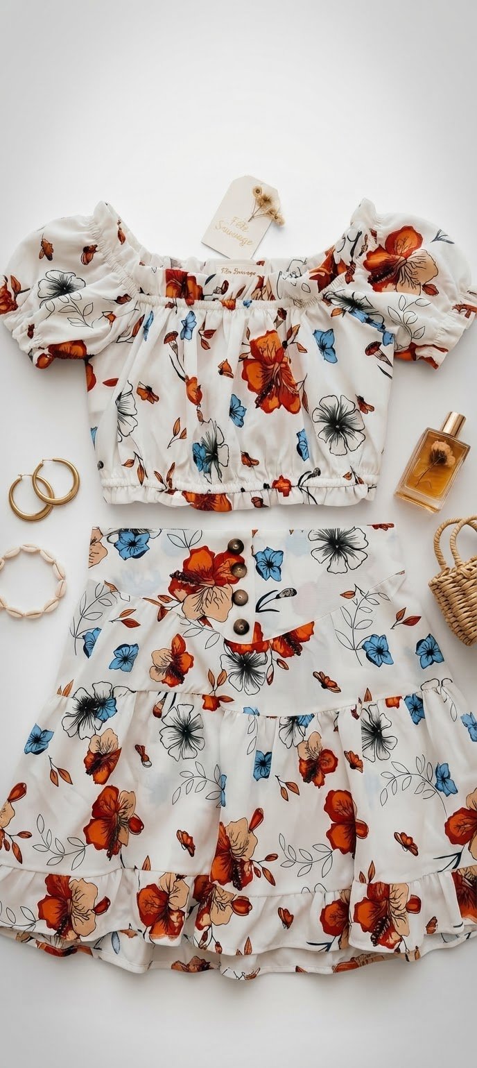 Set jupe et haut floral