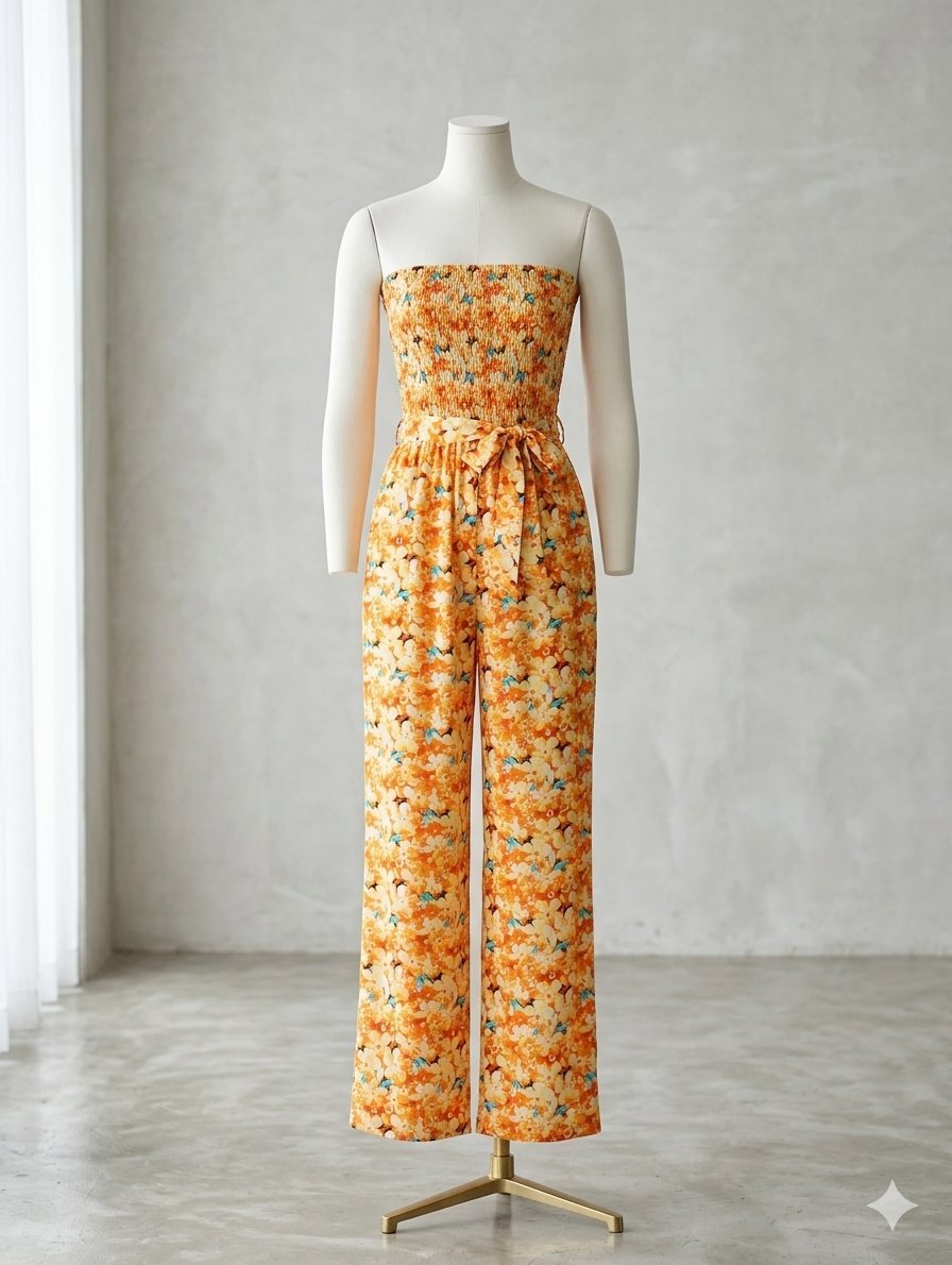 Jumpsuit d'été fleurie orange