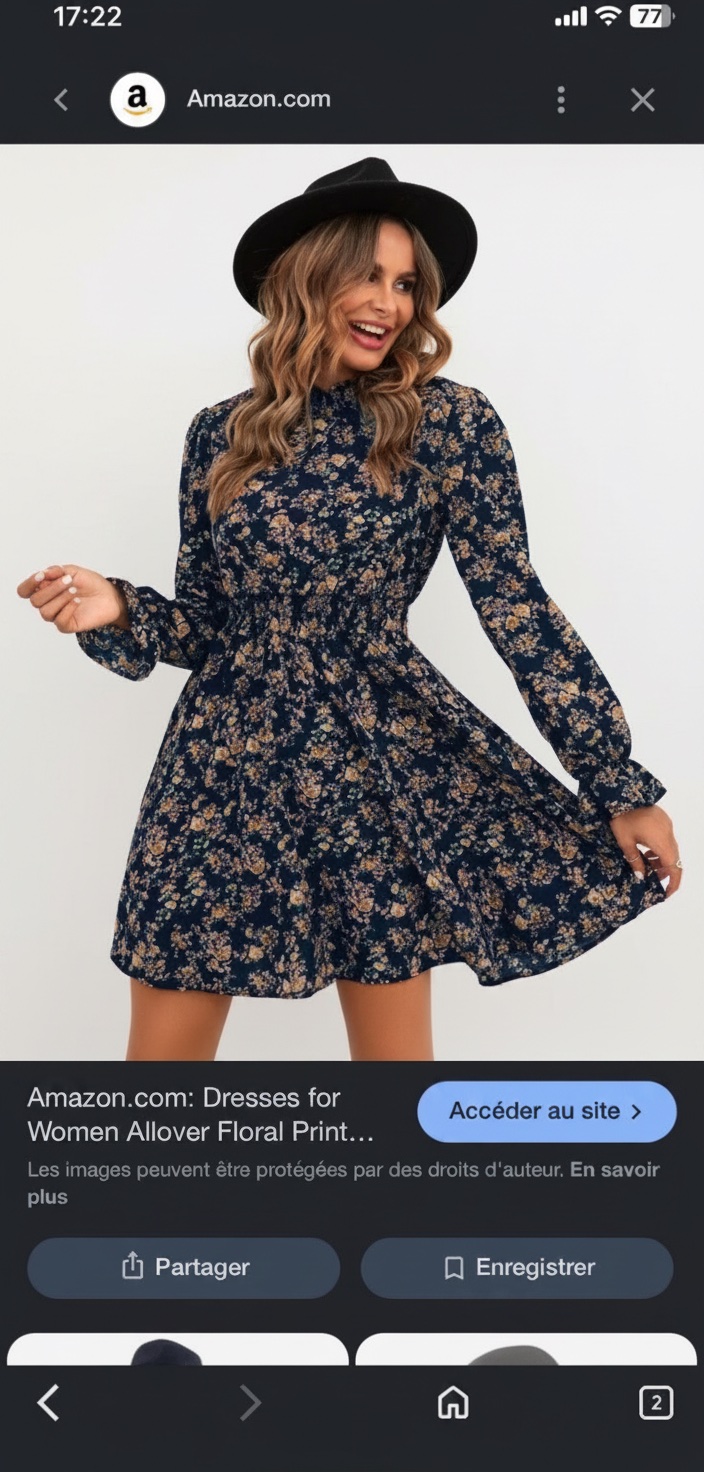 Robe fleurie en bleu marine 
