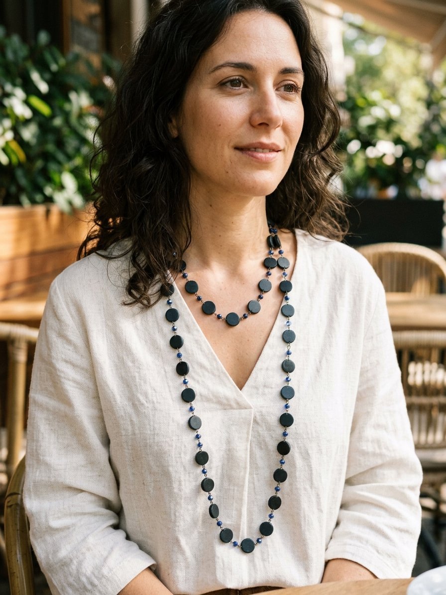 Dark blue beaded necklace    