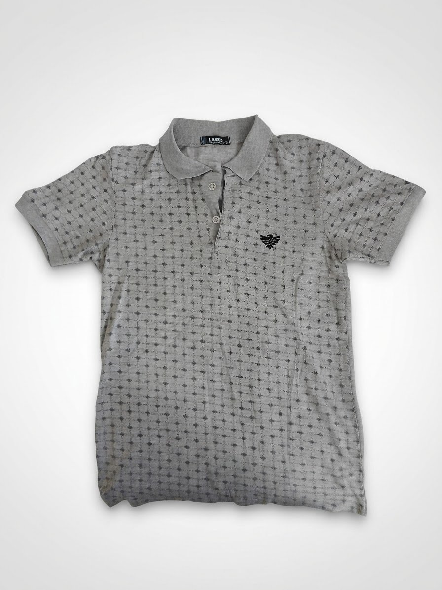 Polo homme gris clair avec motif géométrique